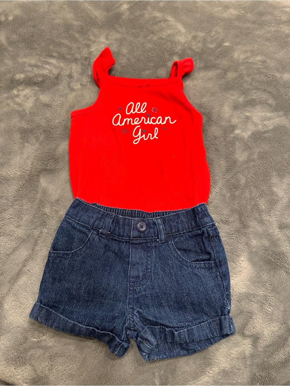 Garanimals Red Tank Top with Dark Blue Denim Shorts